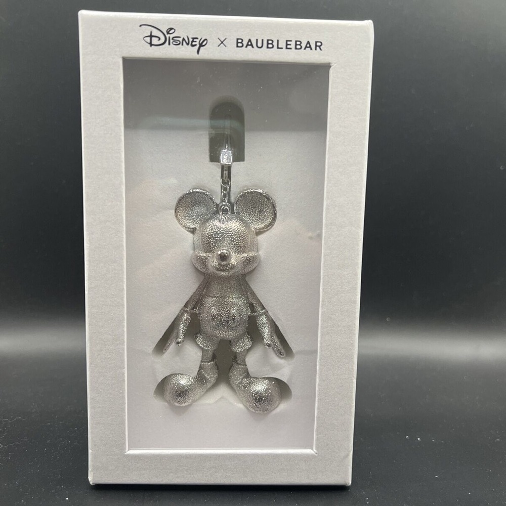 Disney X Baublebar 3D  Mickey Mouse  Metallic Silver  Keychain Bag Charm